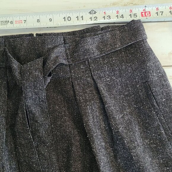 Downeast Donegal Belted Skirt Dark Gray Pleated Women L Classic Career Basic NEW - Picture 4 of 8